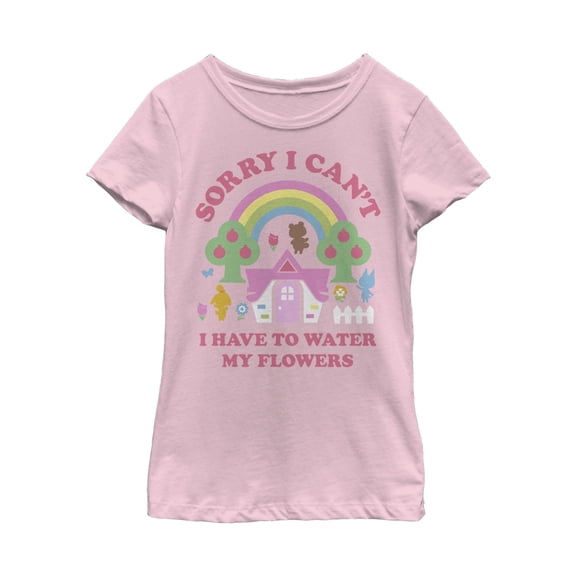 Girl's Nintendo Animal Crossing Water My Flowers Graphic Tee Light Pink X Large
