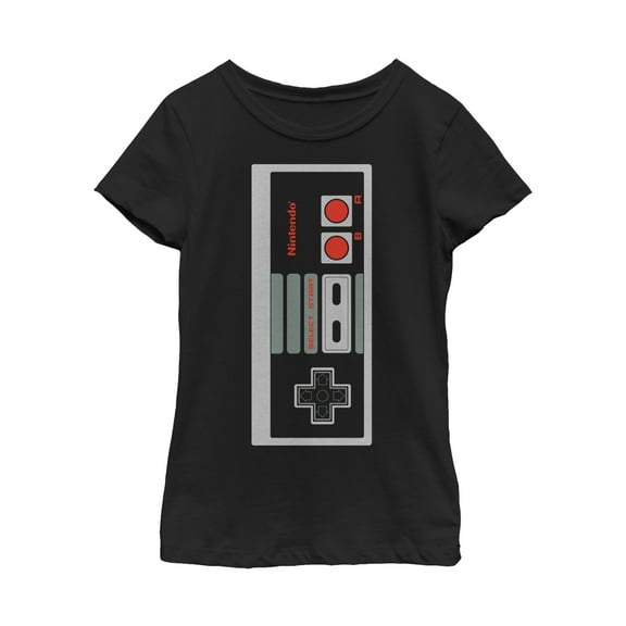 Girl's Nintendo Big NES Controller  Graphic Tee Black Medium