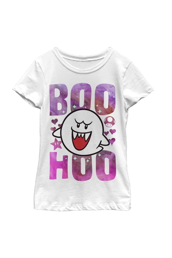 Girl's Nintendo Boo Hoo  Graphic Tee White Small
