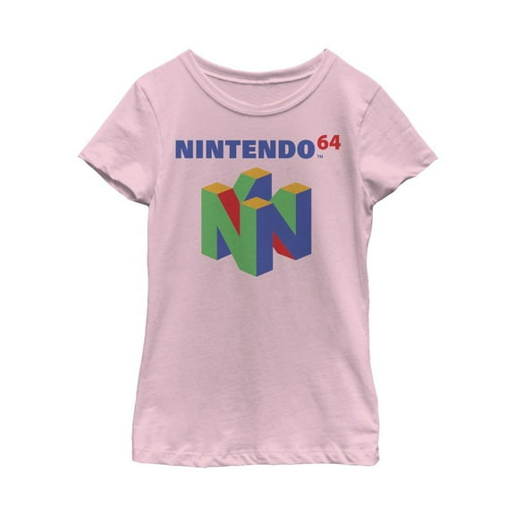Girl's Nintendo Classic N64 Graphic Tee Light Pink Large