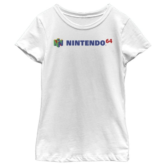 Girl's Nintendo Classic N64 Logo Text  Graphic Tee White X Small