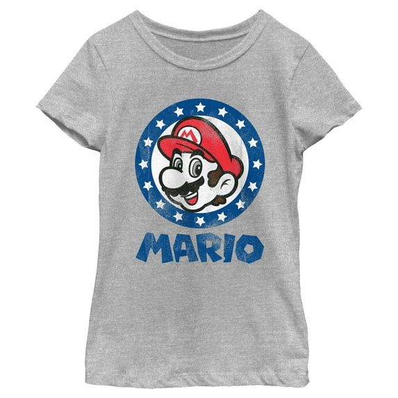 Girl's Nintendo Distressed Americana Mario Graphic T-Shirt