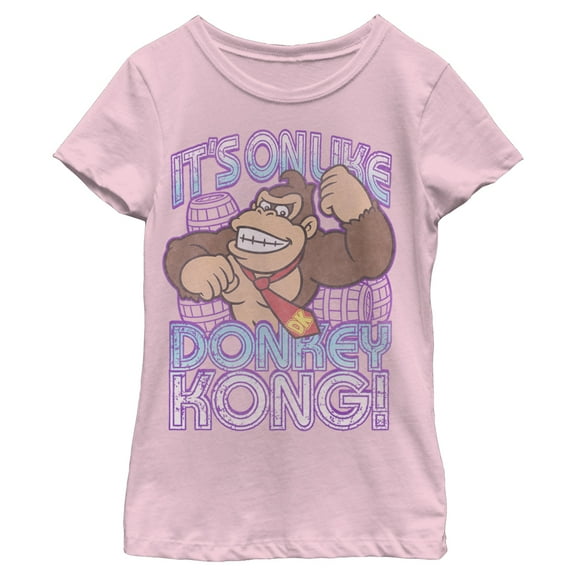 Girl's Nintendo Donkey Kong It's On Graphic Tee Light Pink X Large