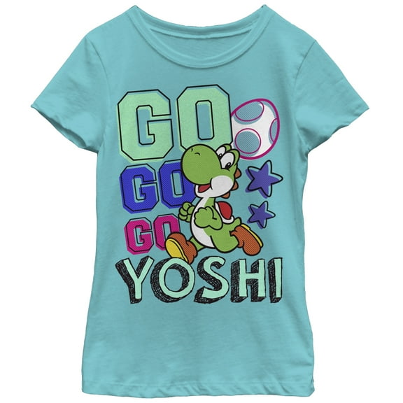 Girl's Nintendo Go Yoshi  Graphic Tee Tahiti Blue Large