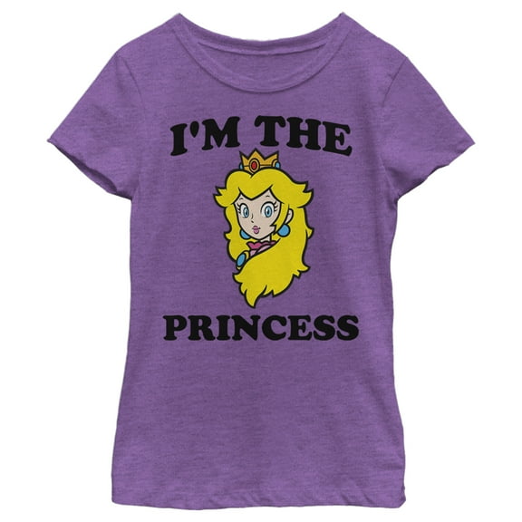 Girl's Nintendo I'm the Princess Peach  Graphic Tee Purple Berry Medium