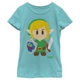 thumbnail image 1 of Girl's Nintendo Legend of Zelda Link's Awakening Avatar  Graphic Tee Tahiti Blue Small, 1 of 3