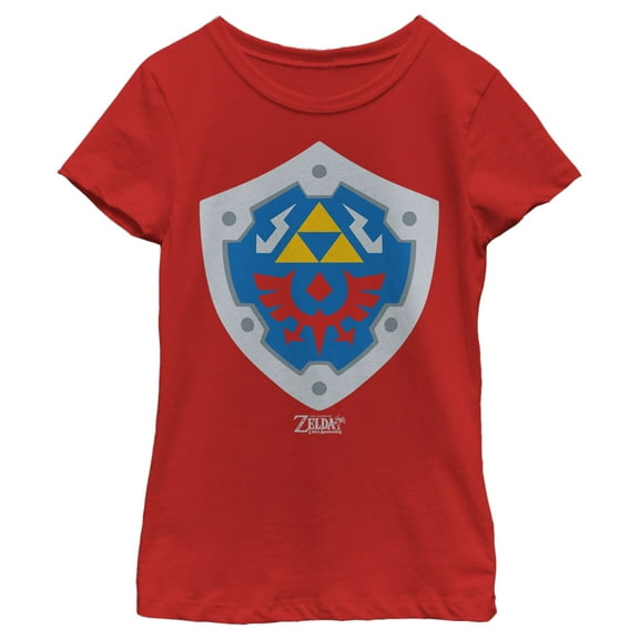 Girl's Nintendo Legend of Zelda Link's Awakening Hylian Shield Graphic Tee Red X Small