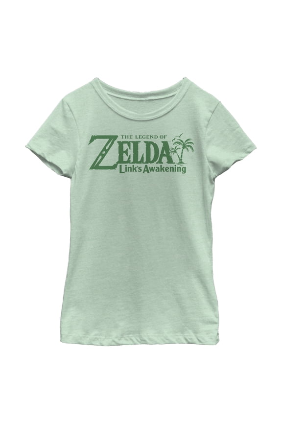 Girl's Nintendo Legend of Zelda Link's Awakening Palm Logo  Graphic Tee Mint Large