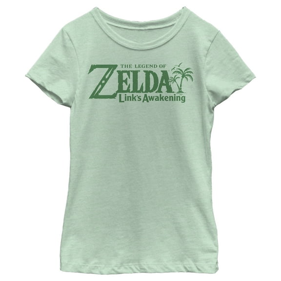 Girl's Nintendo Legend of Zelda Link's Awakening Palm Logo Graphic Tee Mint X Small