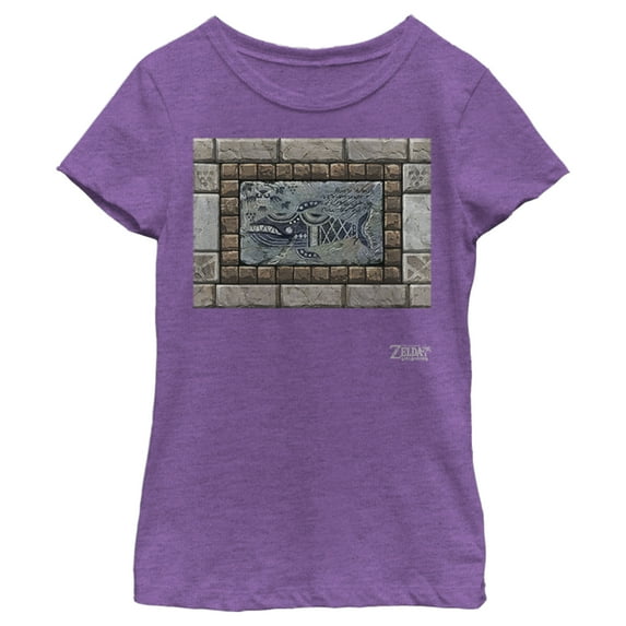 Girl's Nintendo Legend of Zelda Link's Awakening Whale Stone Tablet Graphic Tee Purple Berry X Small