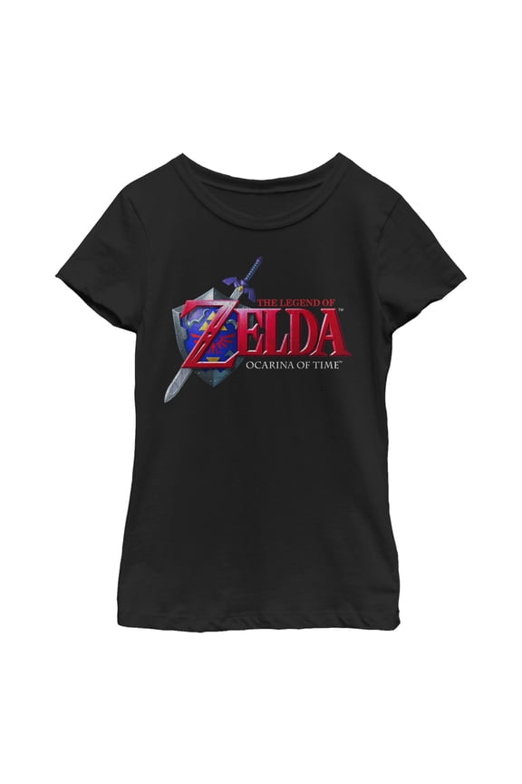 Girl's Nintendo Legend of Zelda Ocarina of Time  Graphic Tee Black Medium