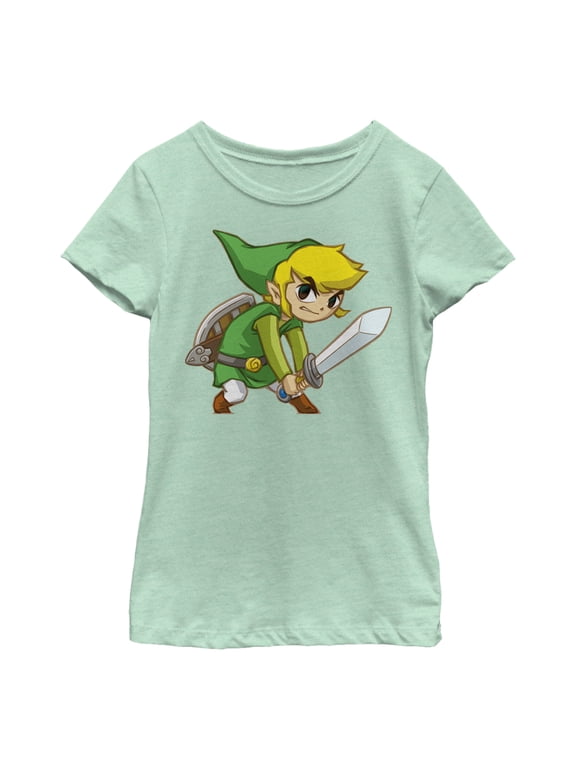 Girl's Nintendo Legend of Zelda Spirit Tracks Link Graphic Tee Mint Large