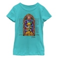 thumbnail image 1 of Girl's Nintendo Legend of Zelda Stained Glass Graphic Tee Tahiti Blue Large, 1 of 3