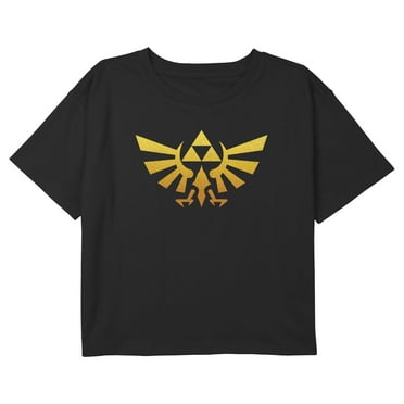 Girl's Nintendo Legend of Zelda Triforce Logo Crop Graphic T-Shirt Black Medium