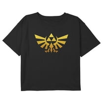 Girl's Nintendo Legend of Zelda Triforce Logo Graphic Cropped T-Shirt Black Medium