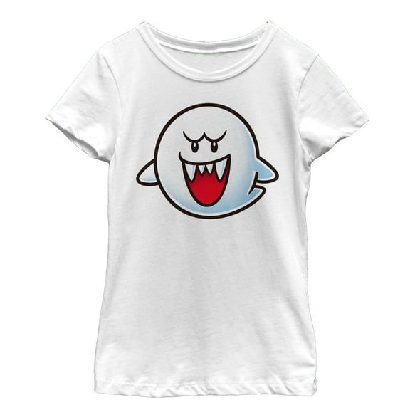 Girl's Nintendo Mario Boo Ghost Smile  Graphic Tee White Small