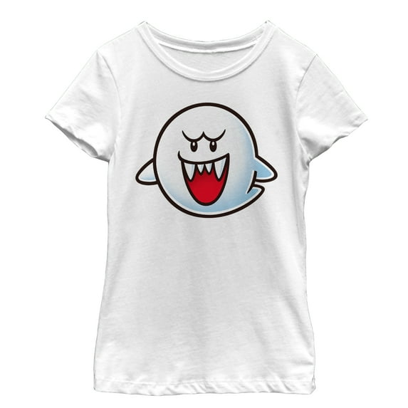 Girl's Nintendo Mario Boo Ghost Smile Graphic Tee White X Small