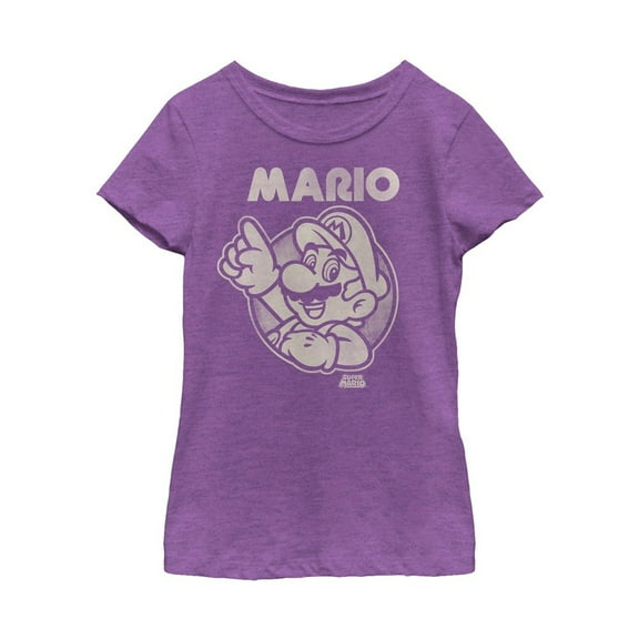 Girl's Nintendo Mario  Graphic Tee Purple Berry X Large