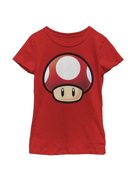Girl's Nintendo Mario Mushroom Graphic Tee Red Medium