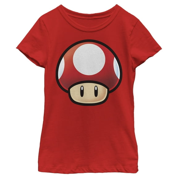 Girl's Nintendo Mario Mushroom  Graphic Tee Red Small