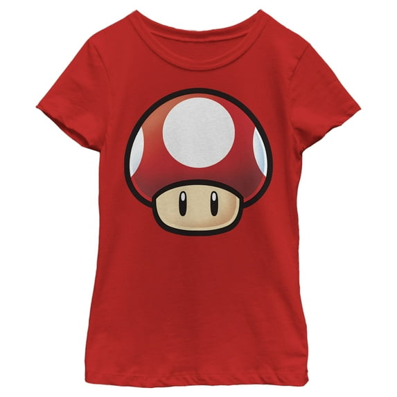Girl's Nintendo Mario Mushroom Graphic Tee Red X Large