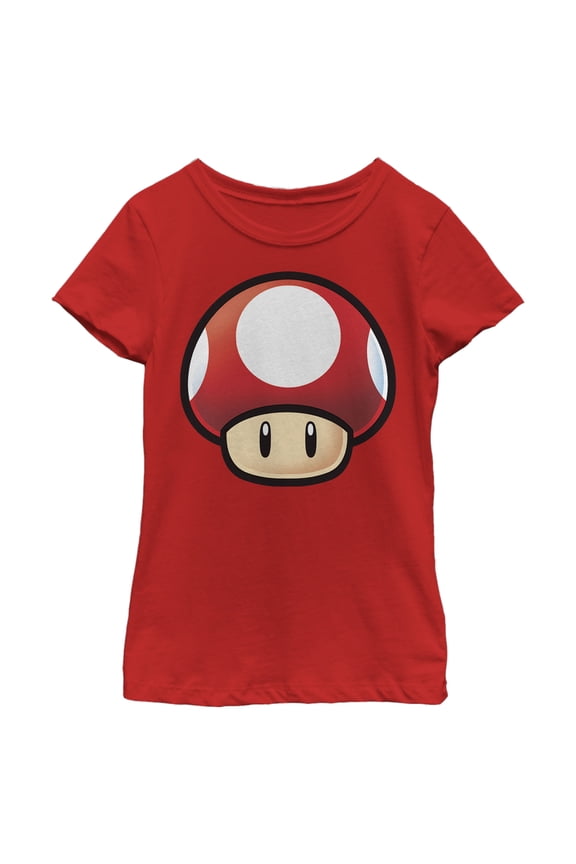 Girl's Nintendo Mario Mushroom Graphic Tee Red X Large