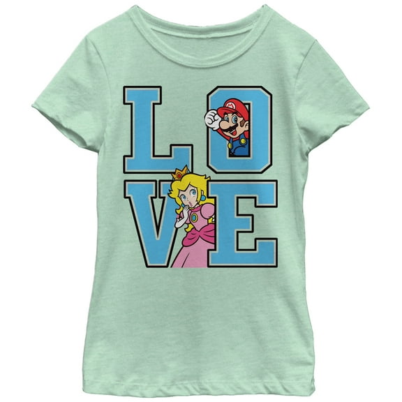 Girl's Nintendo Mario and Princess Peach Love  Graphic T-Shirt