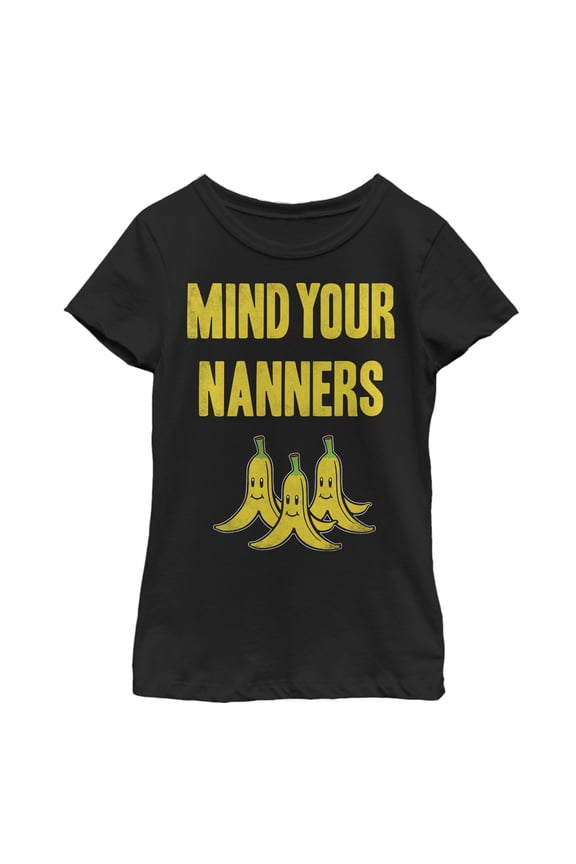 Girl's Nintendo Mind You Nanners Graphic Tee Black X Small