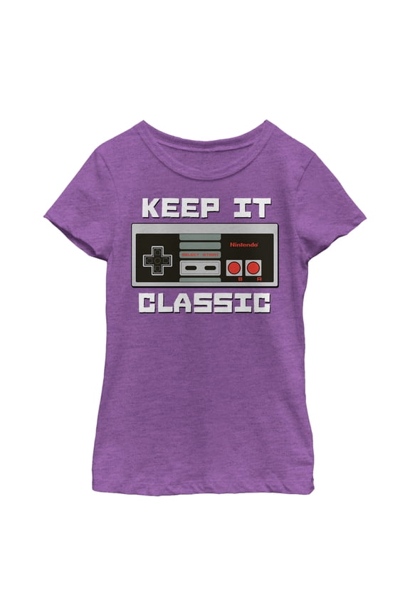 Girl's Nintendo NES Classic Controller Graphic Tee Purple Berry Medium