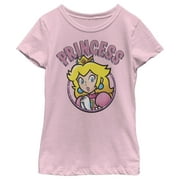 Girl's Nintendo Princess Peach Circle  Graphic Tee Light Pink Small