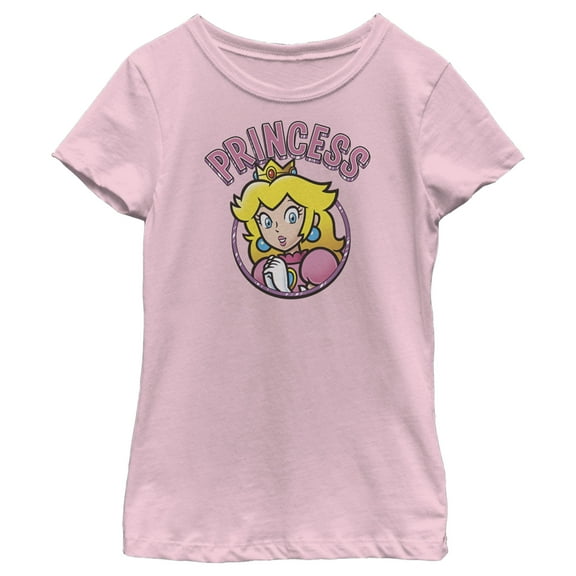 Girl's Nintendo Princess Peach Circle  Graphic Tee Light Pink X Small
