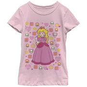 Girl's Nintendo Princess Peach Girls Rule  Graphic Tee Light Pink Small