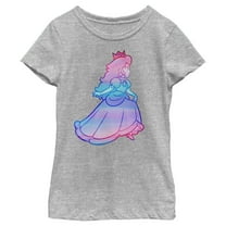 Girl's Nintendo Princess Peach Rainbow Fade Graphic Tee Athletic Heather Medium