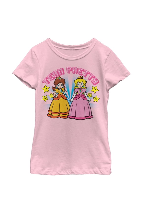Girl's Nintendo Princess Team  Graphic Tee Light Pink Small