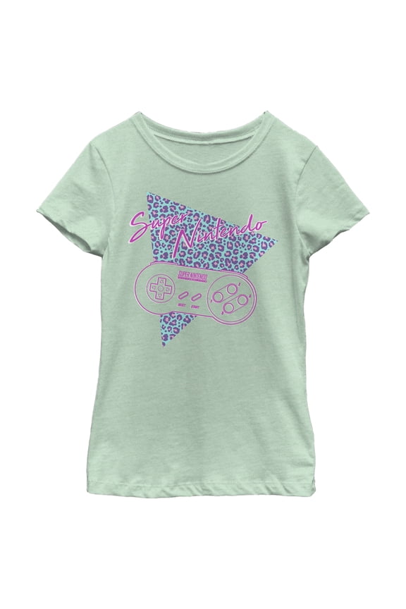 Girl's Nintendo Retro Super Nintendo Controller Graphic Tee Mint Medium