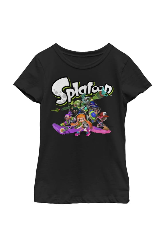 Girl's Nintendo Splatoon Inkling Heroes Graphic Tee Black Medium