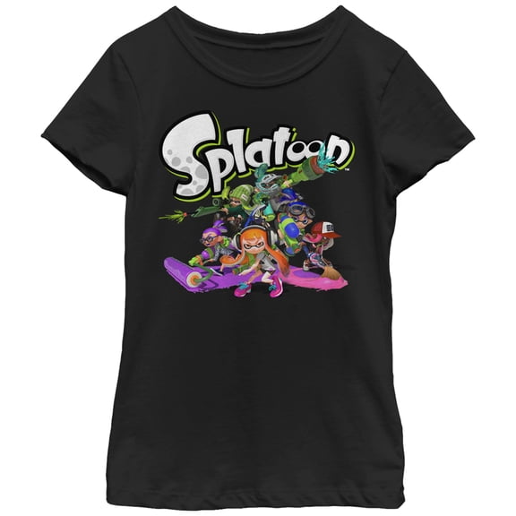 Girl's Nintendo Splatoon Inkling Heroes Graphic Tee Black Small