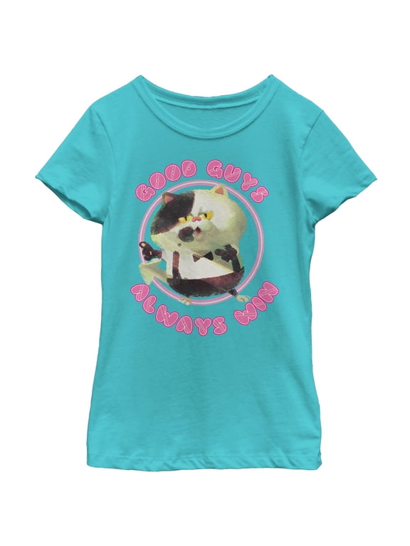 Girl's Nintendo Splatoon Judd the Cat Graphic Tee Tahiti Blue X Large