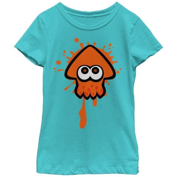 Girl's Nintendo Splatoon Orange Inkling Squid Graphic Tee Tahiti Blue Medium