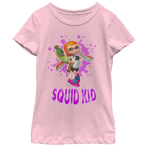 Girl's Nintendo Splatoon Squid Kid Graphic Tee Light Pink Large