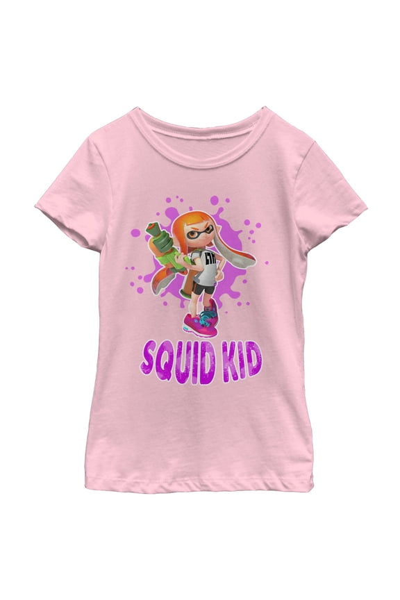 Girl's Nintendo Splatoon Squid Kid Graphic Tee Light Pink Medium