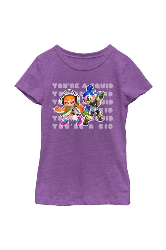 Girl's Nintendo Splatoon You're a Squid Kid Graphic Tee Purple Berry Large