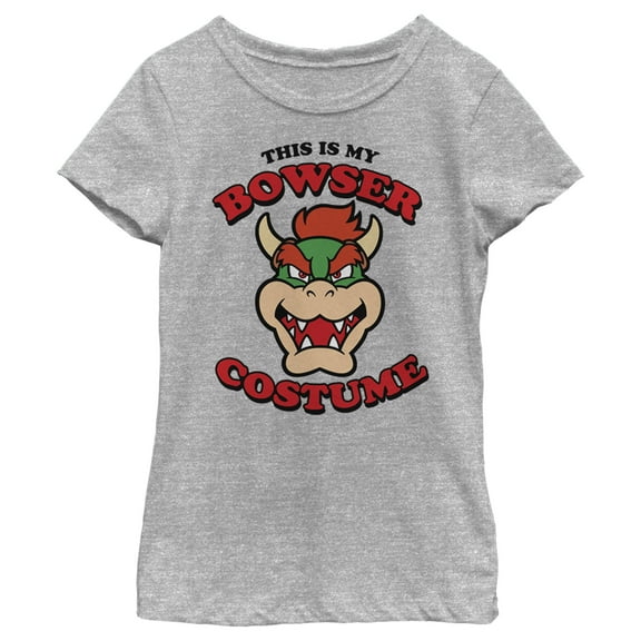 Girl's Nintendo Super Mario Bowser Costume Graphic Tee Athletic Heather X Large