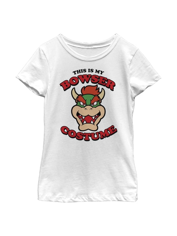 Girl's Nintendo Super Mario Bowser Costume Graphic Tee White Small