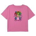 thumbnail image 1 of Girl's Nintendo Super Mario Bros Characters Logo Graphic Cropped T-Shirt Light Pink Medium, 1 of 3