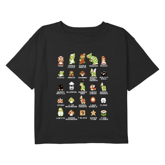 Girl's Nintendo Super Mario Bros Classic Characters  Graphic T-Shirt