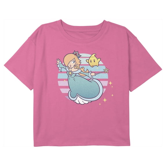 Girl's Nintendo Super Mario Bros Rosalina And Luma Graphic Cropped T-Shirt Light Pink Large