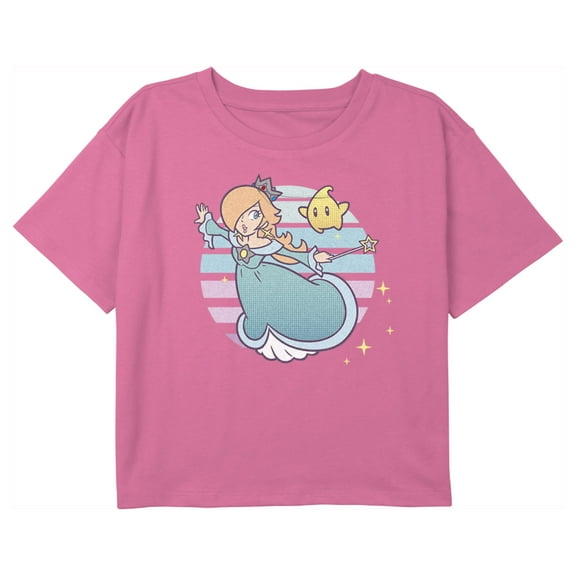 Girl's Nintendo Super Mario Bros Rosalina And Luma Graphic Cropped T-Shirt Light Pink X Large