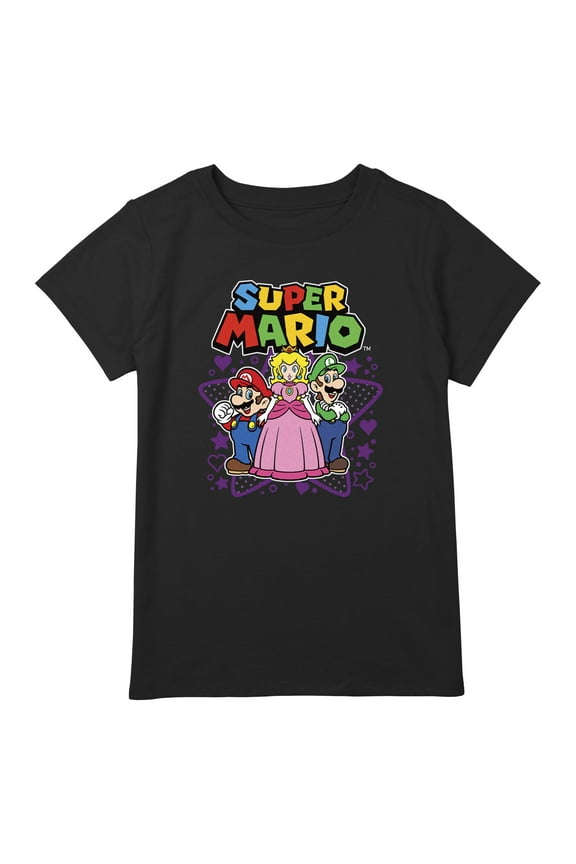 Girl's Nintendo Super Mario Character Trio  Graphic T-Shirt