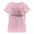 thumbnail image 1 of Girl's Nintendo Super Mario Classic Stripes  Graphic Tee Light Pink Large, 1 of 3